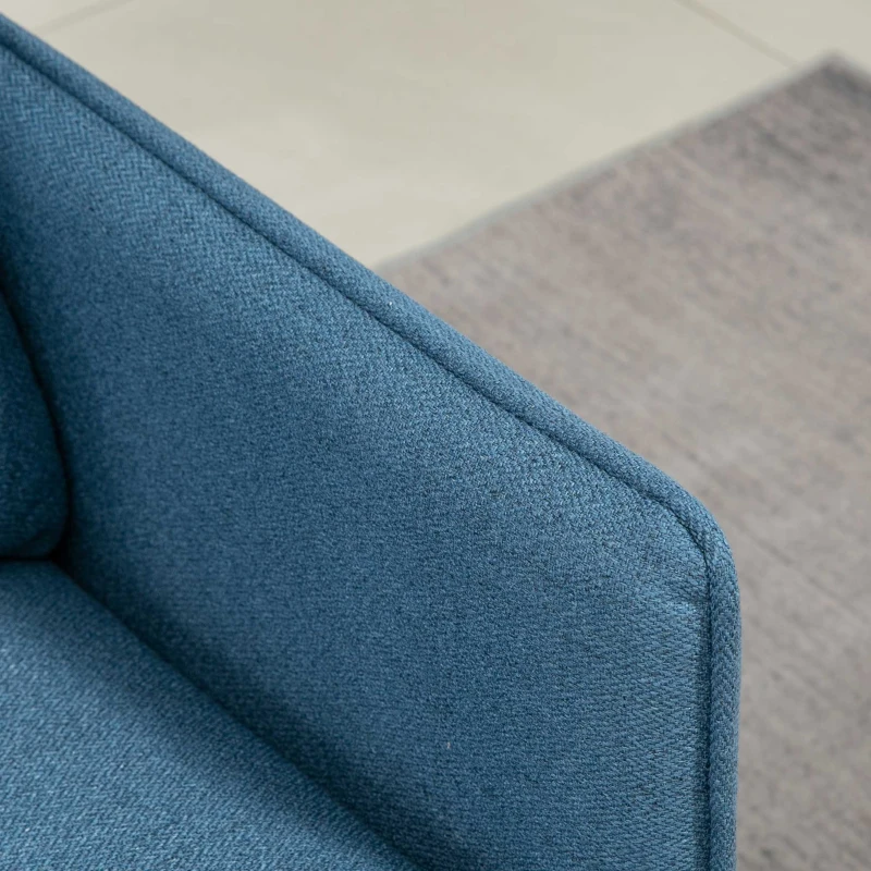 HOMCOM Sofá de 2 Lugares Moderno Estofado em Poliéster com 4 Almofadas Apoio para os Braços e Pés de Aço 139x68x80 cm Azul