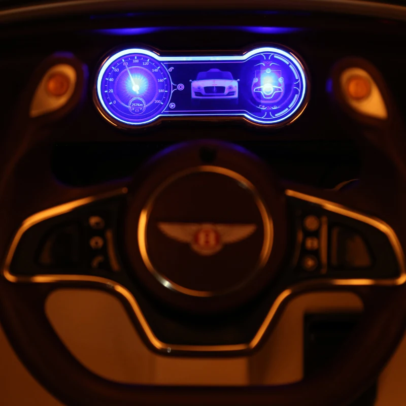 HOMCOM Carro elétrico infantil com licencia de Bentley GT para crianças acima de 3 anos com controle remoto 2 velocidades com faróis musica 108x60x43 cm Branco