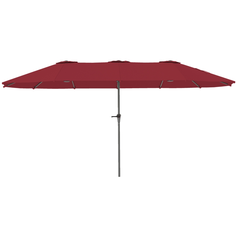 Outsunny Ombrellone Doppio con Prese d'Aria e Manovella, in Metallo e Poliestere, 4x2.2x2.34 m, Nero e Rosso