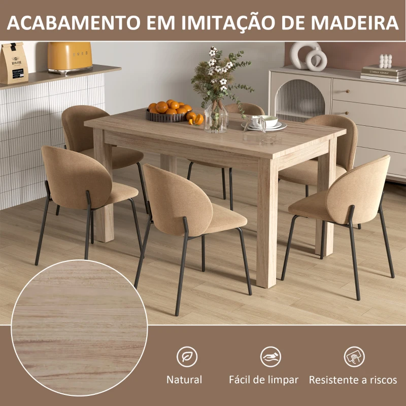 HOMCOM Mesa de Jantar Mesa Retangular para 6 Pessoas Mesa de Refeição para Cozinha Sala de Jantar 140x80x78 cm Madeira