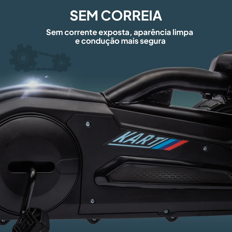 HOMCOM Kart a Pedais para Crianças com Assento Ajustável em 4 Posições, Travão de Mão e Rodas de EVA 100x58x58,5 cm Preto