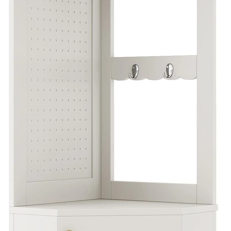 Armoire de salle de bain avec bande lumineuse, armoire d'angle avec espace de rangement, 45×45×166,6 cm, Blanc