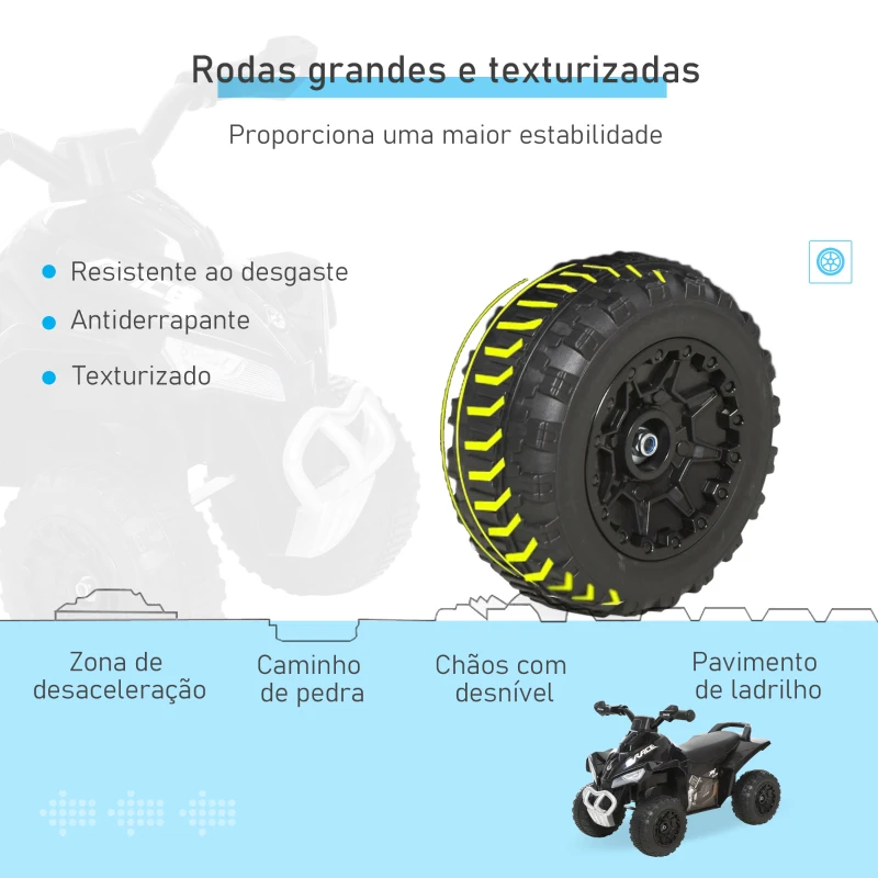 HOMCOM Quadriciclo para Crianças Carro Andador Infantil com Luzes e Música Desenho Inovador Carga 20kg 67,5x38x44 cm Preto
