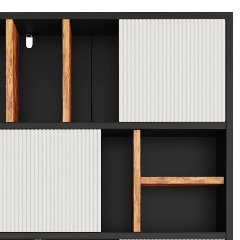 Mobile Libreria con 5 Ripiani in MDF per Soggiorno, Studio o Cucina, 80x35x165 cm, Nero e Bianco