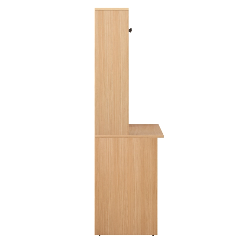 Escritorio de computadora con estante y armario, escritorio giratorio, 110×55×180 cm, Color natural＋Blanco