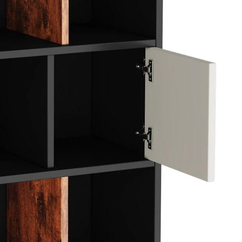 Mobile Libreria con 5 Ripiani in MDF per Soggiorno, Studio o Cucina, 80x35x165 cm, Nero e Bianco