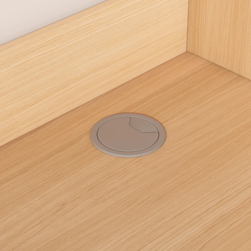 Escritorio de computadora con estante y armario, escritorio giratorio, 110×55×180 cm, Color natural＋Blanco