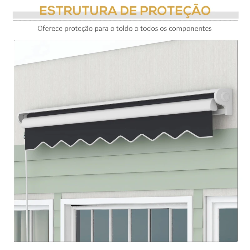 Outsunny Toldo Retrátil Elétrico ou Manual 250x200 cm Toldo Portátil para Varanda com Controlo Remoto Manivela Manual Cinzento Escuro