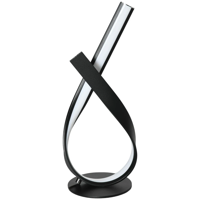 HOMCOM Lampe à poser design contemporain - lampe de table design spirale - dim. 21L x 15l x 43H cm - alu. noir LED blanc chaud
