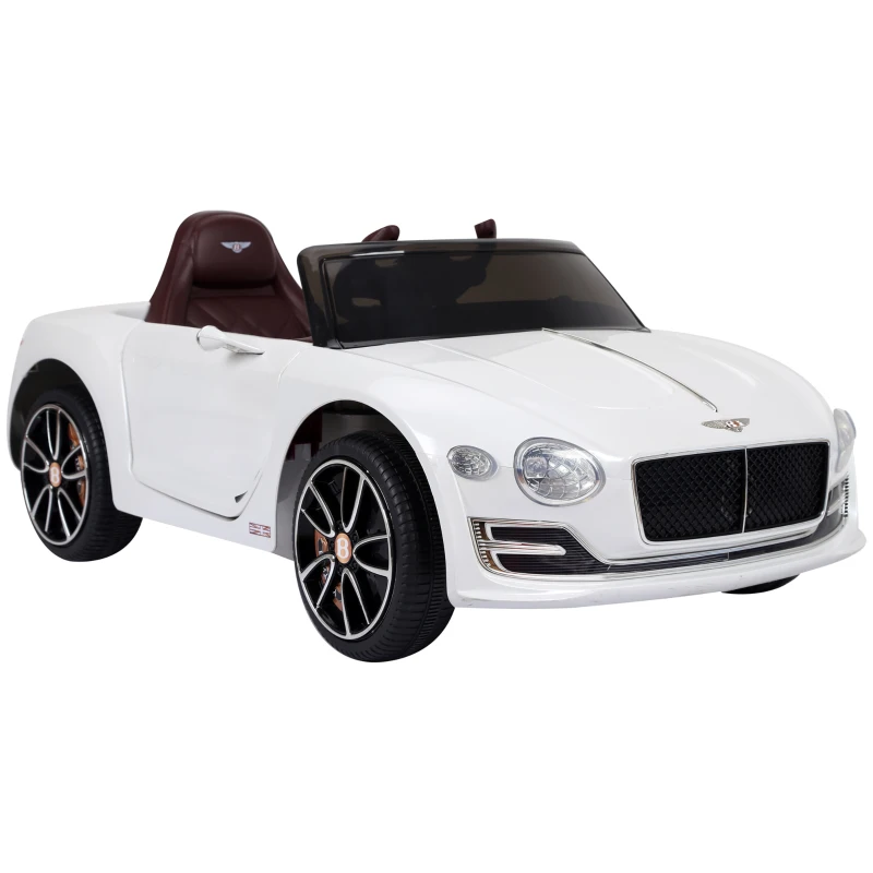 HOMCOM Carro elétrico infantil com licencia de Bentley GT para crianças acima de 3 anos com controle remoto 2 velocidades com faróis musica 108x60x43 cm Branco