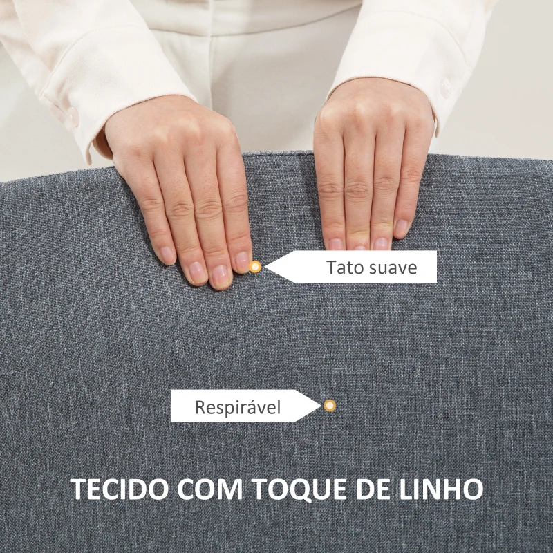 HOMCOM Cadeira de Escritório sem Apoio para os Braços Estofada em Linho Sintético com Altura Ajustável 53x43x85-93 cm Cinza