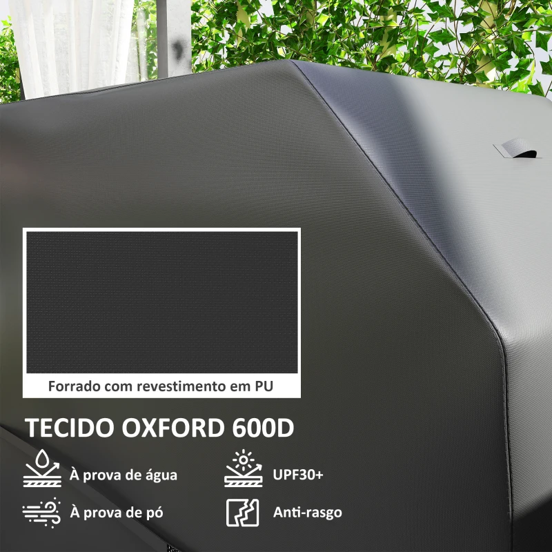 Outsunny Capa para Barbecue Impermeável em Tecido Oxford 600D AAnti-UV Capa de com Fechos de Velcro 147x61x122 cm Preto