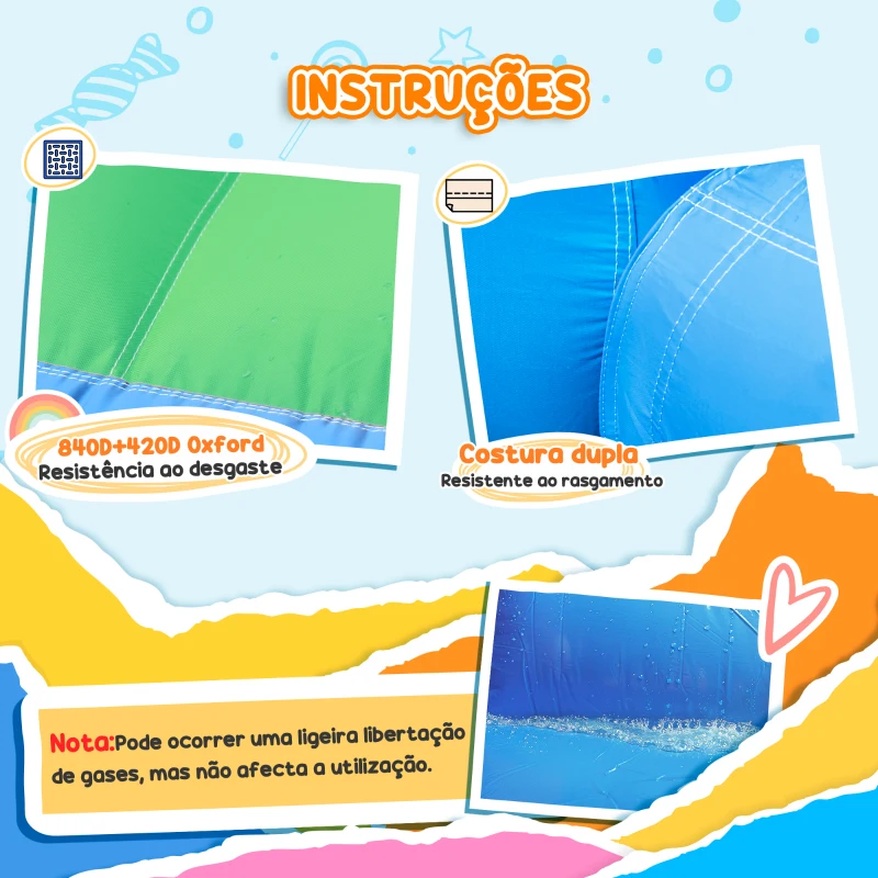 AIYAPLAY Castelo Insuflável 4 em 1 para Crianças com Escorrega Piscina de Bolas Cesto e Saco de Transporte 415x205x190 cm Multicor