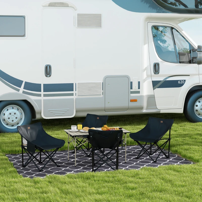 Outsunny Mesa de Campismo Dobrável de Metal com Tampo Enrolável e Bolsa de Transporte Mesa de Piquenique Portátil 95x55x50 cm Marrom Claro