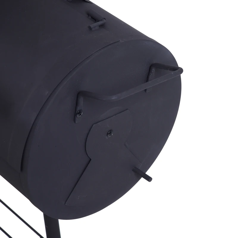 Outsunny Barbecue a Carvão 2 em 1 Defumador e Grelha Barbecue com Termómetro Rodas e Prateleiras 124x53x104cm Preto