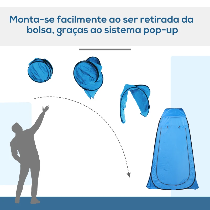 Outsunny Tenda de acampamento multifuncional leve dobrável e estável à prova d'água com sistema POP-UP 120x120x190 cm Azul
