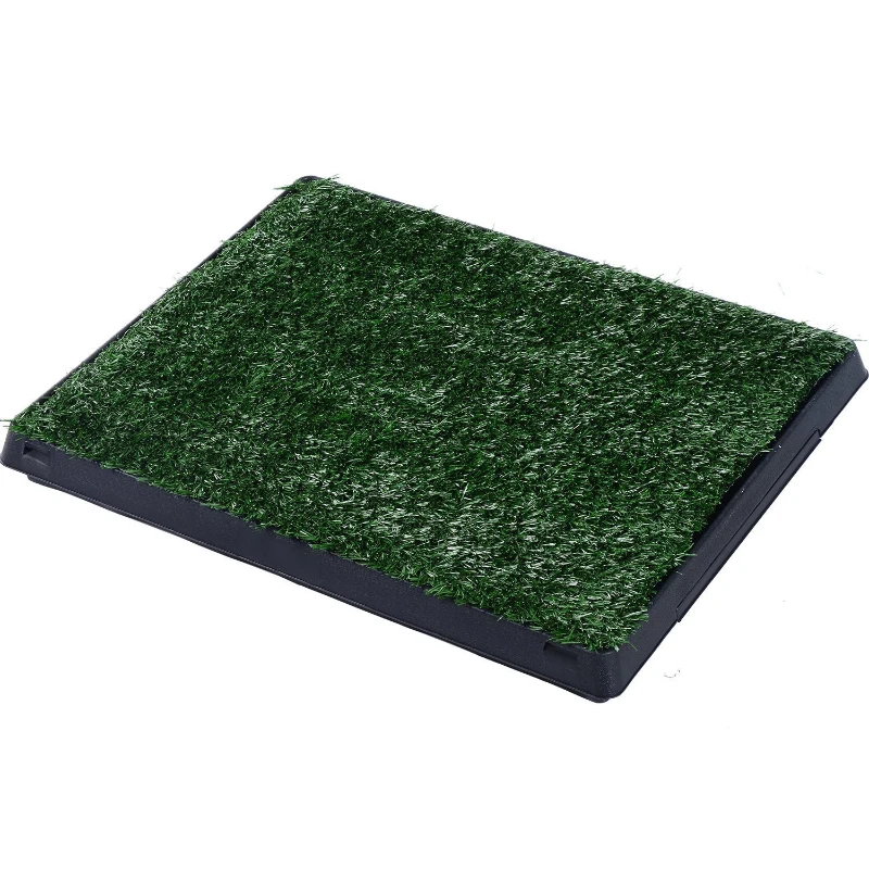 PawHut Resguardo de Treino de Erva com Bandeja para cães Sanita Interior para Animais de Estimação com Bandeja Lavável  51x63x6 cm Verde