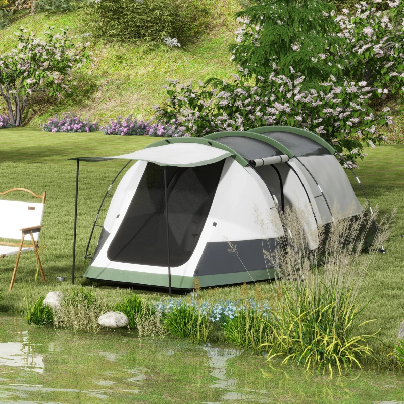 Outsunny Tente de camping familiale 3-4 pers. - tente tunnel avec porche étanche 3000 mm légère ventilée facile à monter