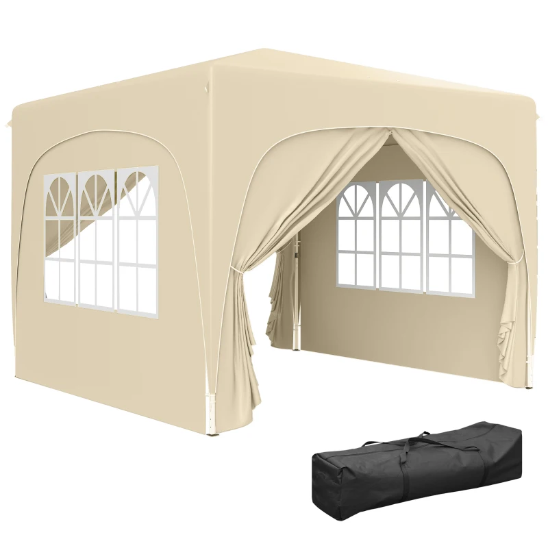Outsunny 3 x 3m Pop-Up Gazebo Shelter, with Accessories - Sand