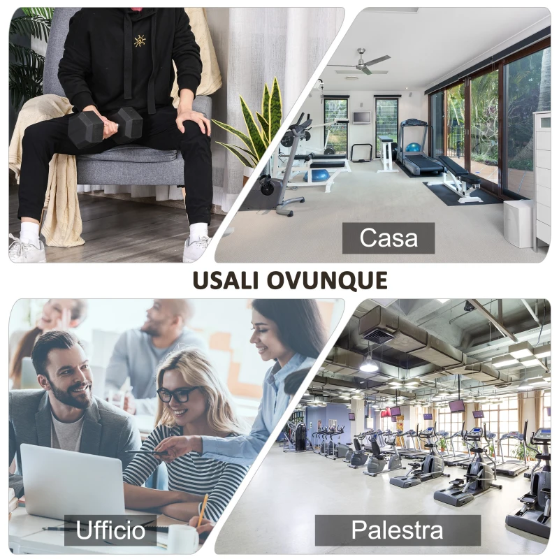 HOMCOM Manubrio da 12.5 kg Esagonale Singolo con Impugnatura Zigrinata Antiscivolo, Nero