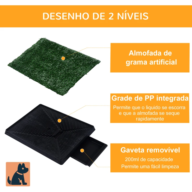 PawHut Resguardo de Treino de Erva com Bandeja para cães Sanita Interior para Animais de Estimação com Bandeja Lavável  51x63x6 cm Verde
