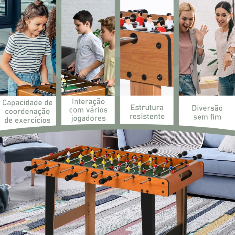 HOMCOM Mesa de matraquilhos com 22 jogadores incluídos 84,5x40x61,2 cm Cor Madeira e Preto