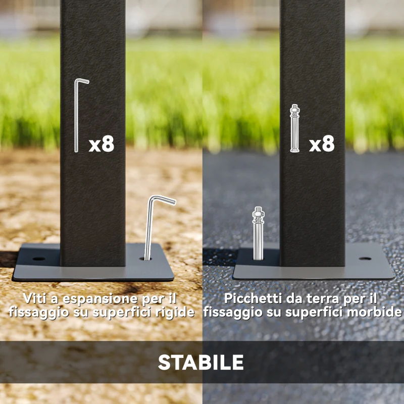 Outsunny Gazebo da Giardino Estensibile con Ruote e Copertura in Poliestere UPF30+,  3x3 m/3x5.6 m, Grigio