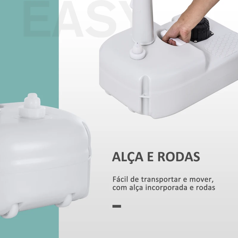 Outsunny Lavatório Portátil para Campismo com Depósito de Água de 17L Dispensador de Sabão e 2 Rodas 51x33,5x103 cm Cinza Claro