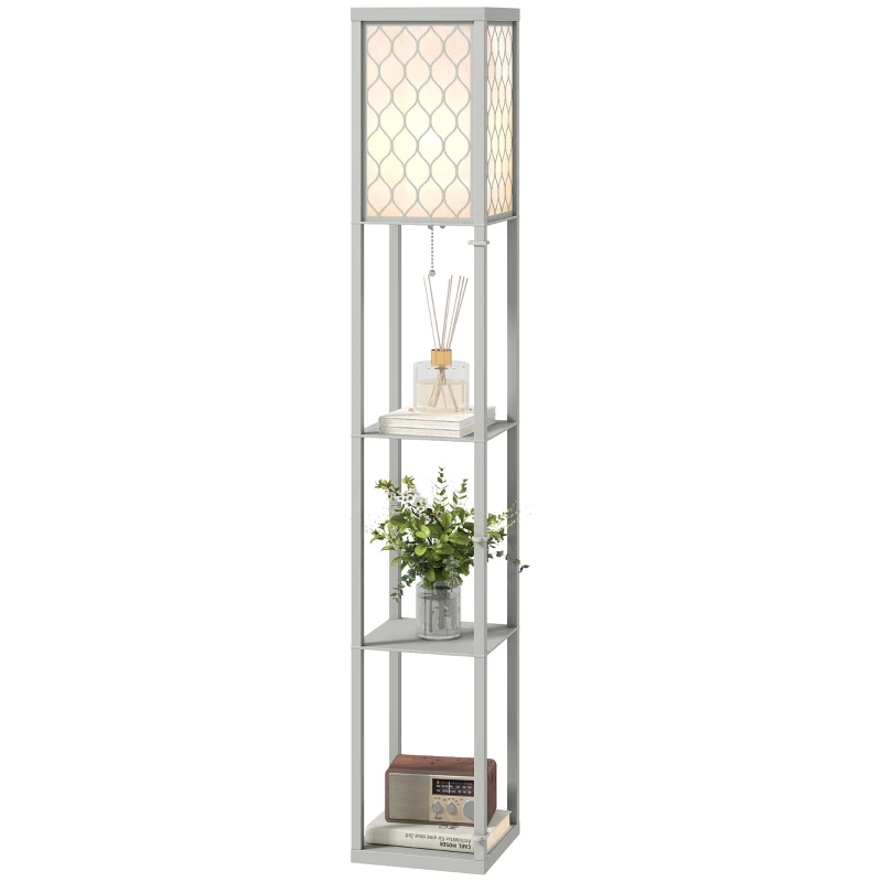 HOMCOM Three-Shelf Standing Lamp - Grey/White