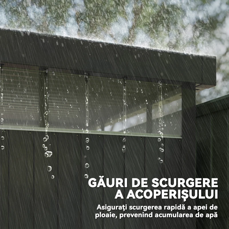 Outsunny Căsuță de Grădină cu Luminator Superior din Acril și Orificii de Drenaj, 200x258x201 cm, Gri Închis(m-6)