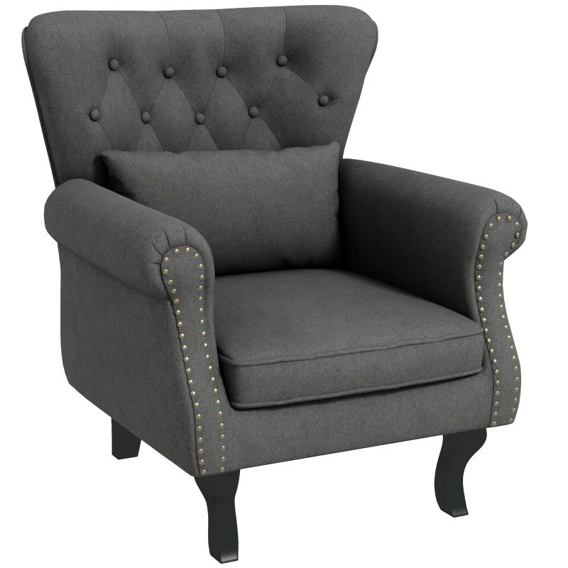 HOMCOM Chesterfield-Style Accent Chair - Grey