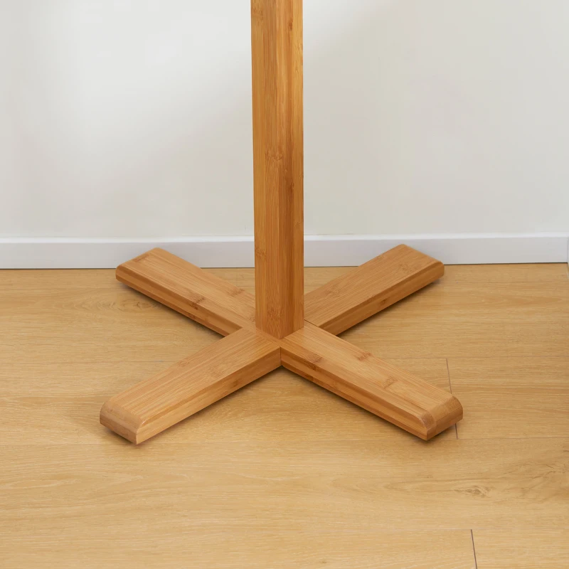 HOMCOM Wieszak na ubrania 8 Haków Wodoodporność i trwałość Zajmuje mało miejsca Materiał bambusowy 49,5 x 49,5 x 178 cm Naturalny(m-8)