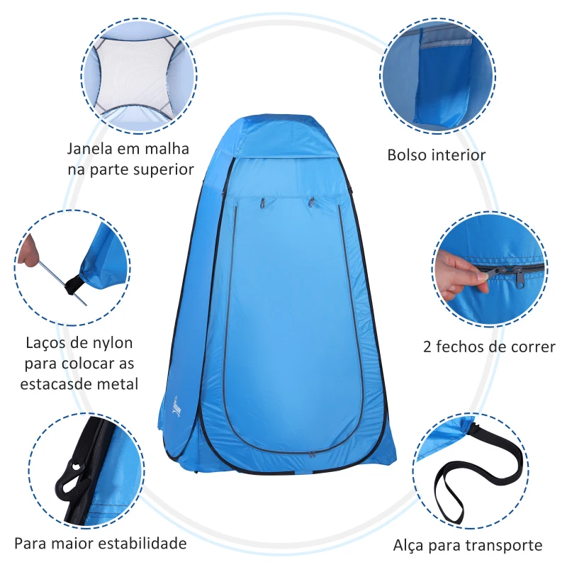 Outsunny Tenda de acampamento multifuncional leve dobrável e estável à prova d'água com sistema POP-UP 120x120x190 cm Azul
