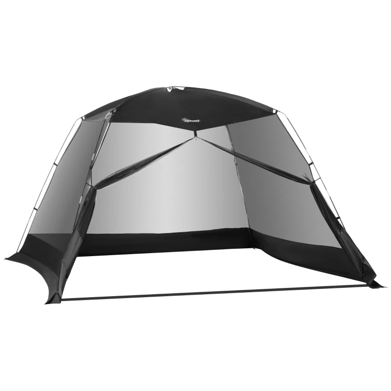 Cort din plasa cu instalare instanta Casa ecran Outsunny, Baldachin Adapost Chiosc Camping Exterior  pentru 4-6 persoane cu geanta de transport si cuie de pamant, Negru