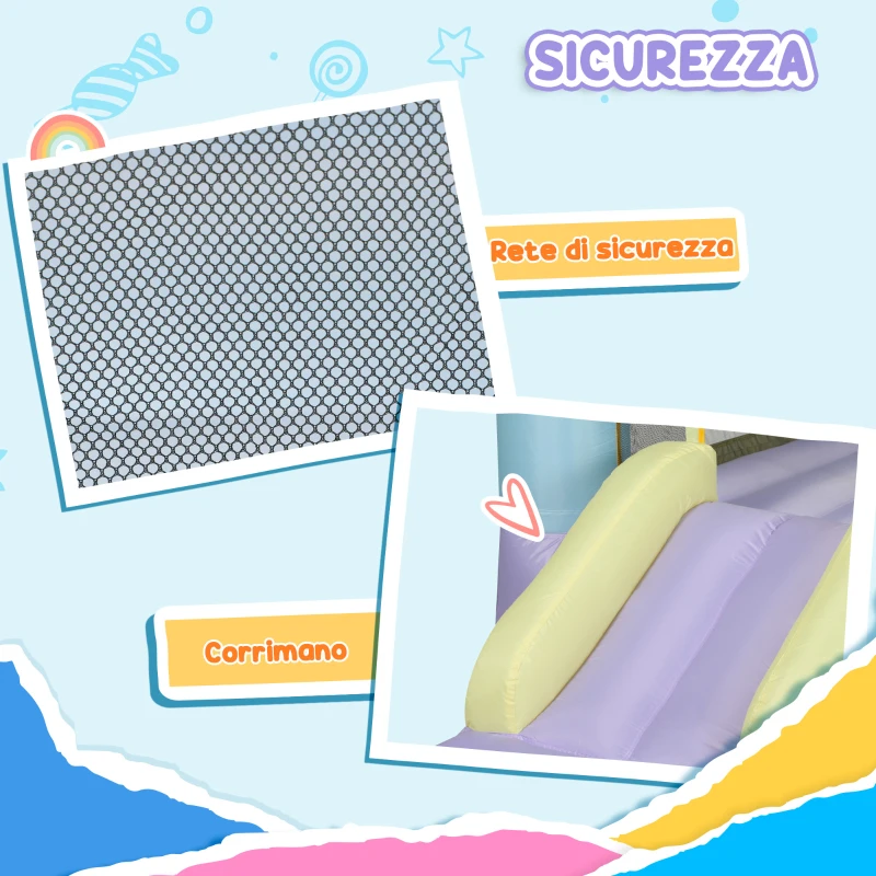 AIYAPLAY Castello Gonfiabile per Bambini 3-8 Anni con Soffiatore, Scivolo e Area di Salto, Picchetti e Borsa