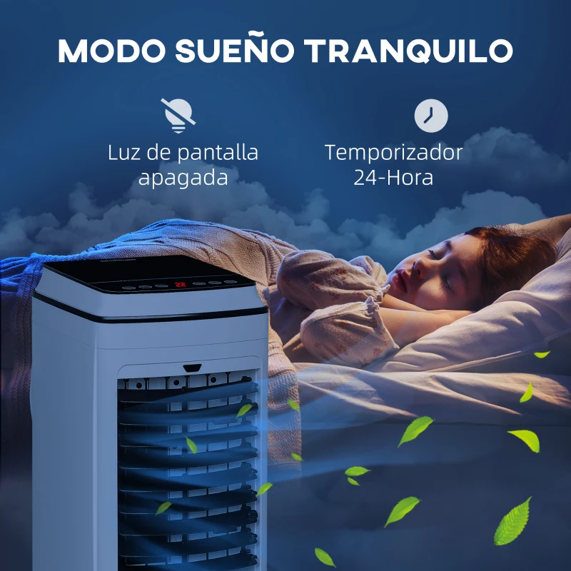 HOMCOM Climatizador 3 en 1 con Ventilador Humidificador y Enfriador 3 Velocidades Temporizador Mando a Distancia y Depósito 4L