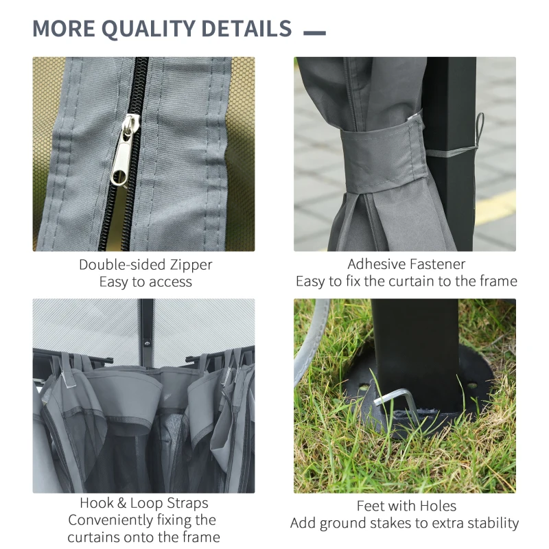 Outsunny paviljoen 3 x 4 m tuinpaviljoen partytent met zijdelen PC dak aluminium donkergrijs