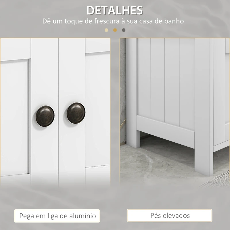 kleankin Móvel para Lavatório Pousar com Armário de 2 Portas Estante Aberto e Estante Ajustável Interior 60x30x60 cm Branco