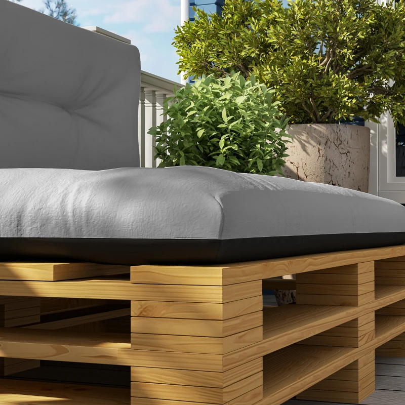 Outsunny Palettenkissen 2er Set Sitzkissen Palettenpolster mit Getuftetem Design Rückenlehne 120 x 77 x 10 cm Hellgrau