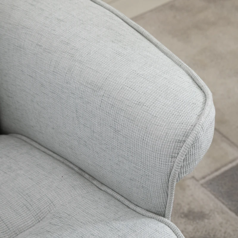 HOMCOM Recliner Chair Ottoman Set 360° Swivel Sofa Stool Modern Soft Thick Padding Wood Base Grey