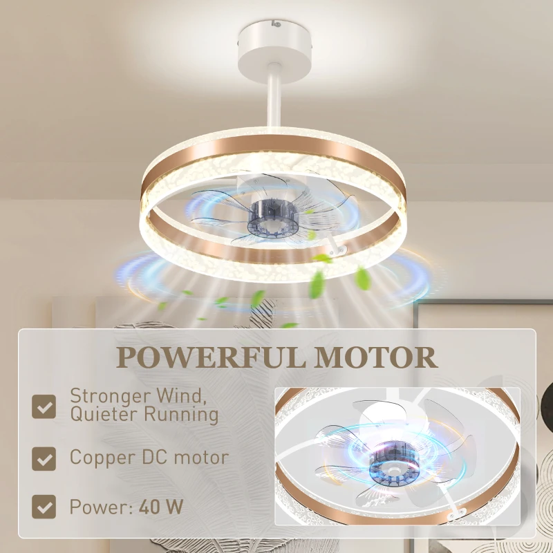 HOMCOM Ceiling Fan with LED Light and Remote - Gold Tone