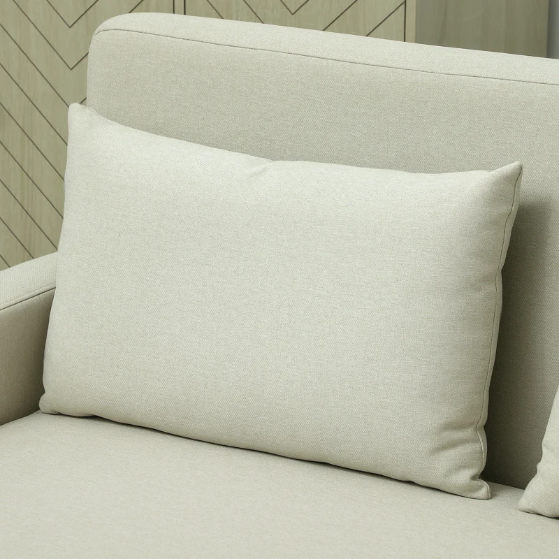 HOMCOM Sofá de 2 Plazas Moderno y Compacto Tapizado en lino con Muelles y Cojines para Espacios Pequeños 135x72x84 cm Beige