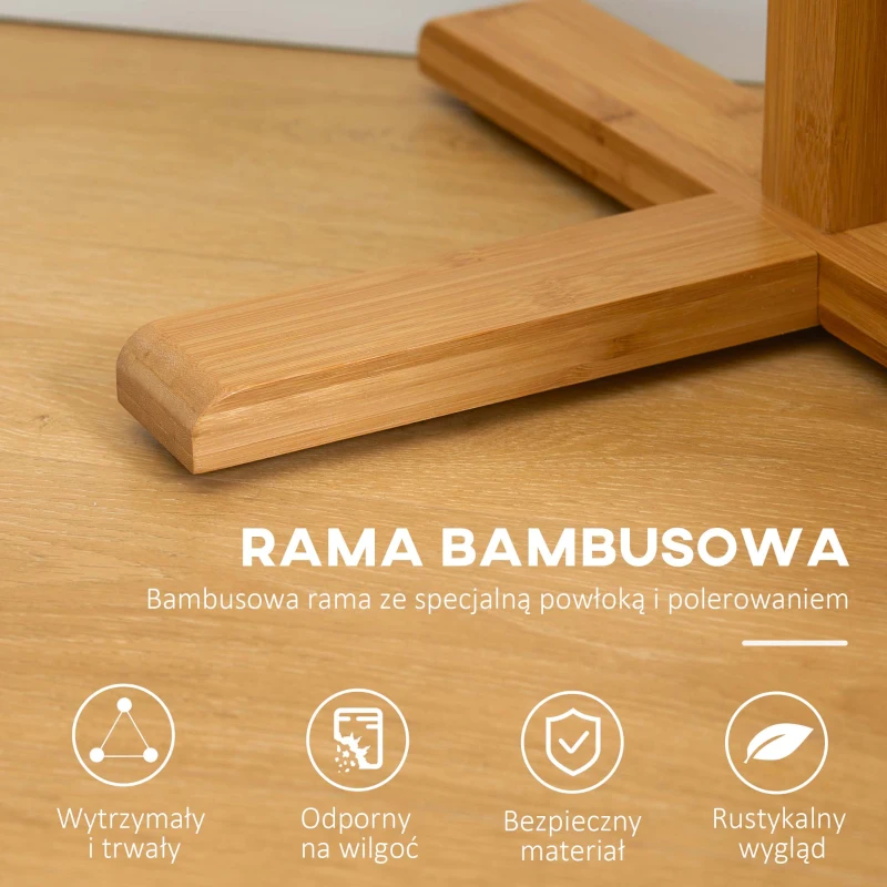 HOMCOM Wieszak na ubrania 8 Haków Wodoodporność i trwałość Zajmuje mało miejsca Materiał bambusowy 49,5 x 49,5 x 178 cm Naturalny(m-5)