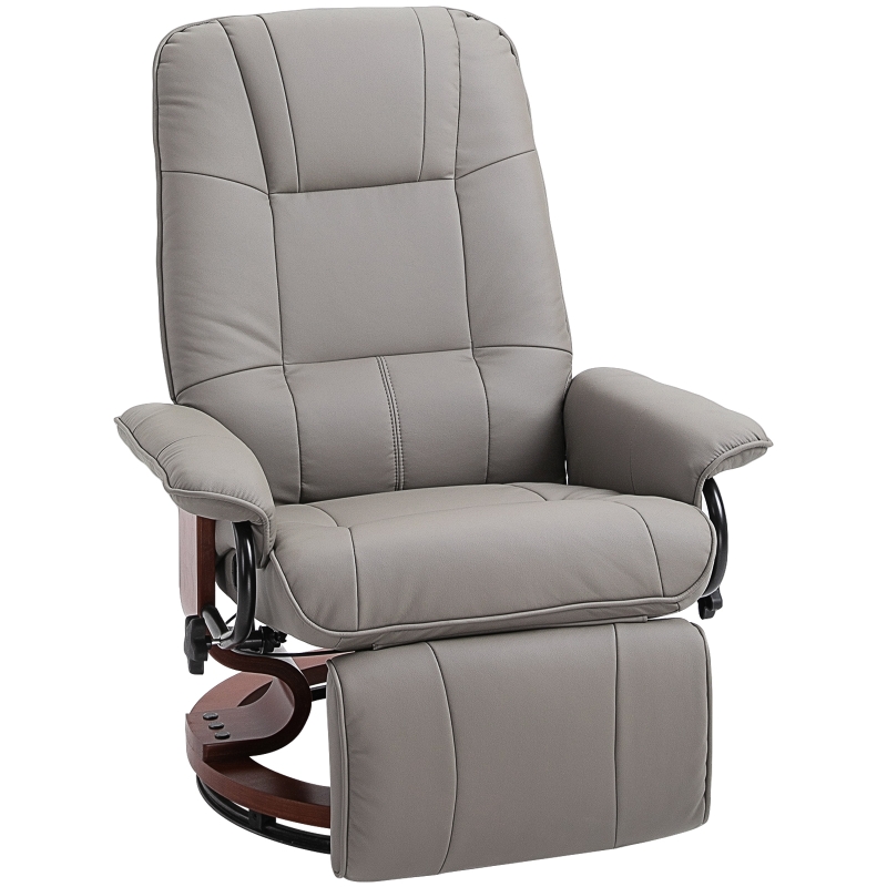 HOMCOM Reclining Swivel Chair, with Footrest - Grey