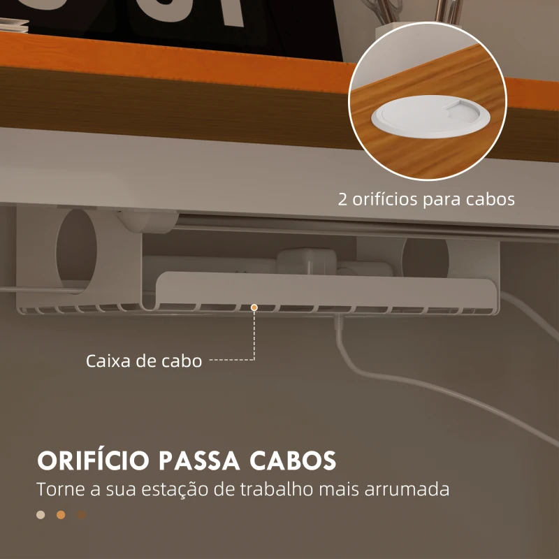 Vinsetto Secretária Elétrica  Ajustável em Altura com 3 Memórias Sistema de Colisão e Proteção contra Sobreaquecimento 120x60 cm Madeira e Branco