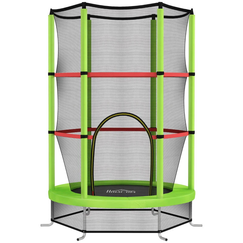 HOMCOM Cama Elástica Infantil Trampolín para Niños de 3-6 Años con Red de Seguridad Carga 45 kg Ø140x190 cm Verde