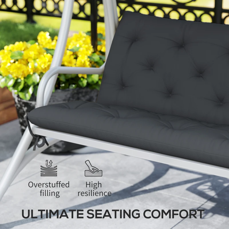 Outsunny 3 Seater Bench Pad, Garden Chair Cushion with Back and Ties for Indoor and Outdoor Use, 98 x 150 cm, Black