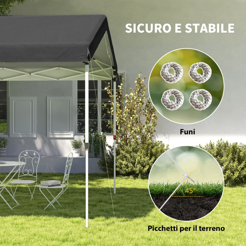 Outsunny Gazebo Pieghevole Pop Up 6x3 m, UPF50+ con Altezza Regolabile e Borsa di Trasporto, Grigio Scuro