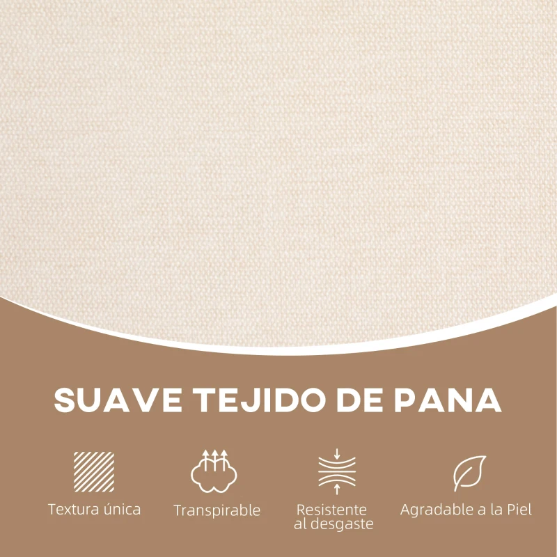 HOMCOM Sofá de 2 Plazas Tapizado en Chenilla con 2 Almohadas Lavables y Reposabrazos de Ratán Sintético 123x75x88 cm Beige