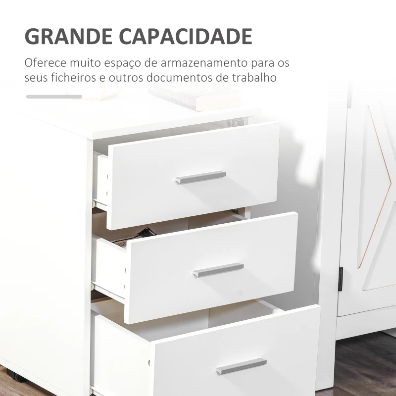 Vinsetto Bloco de Gavetas para Escritório Móvel de Arquivos com 3 Gavetas e Fechadura para Secretária Casa 40x40x61,5 cm Branco